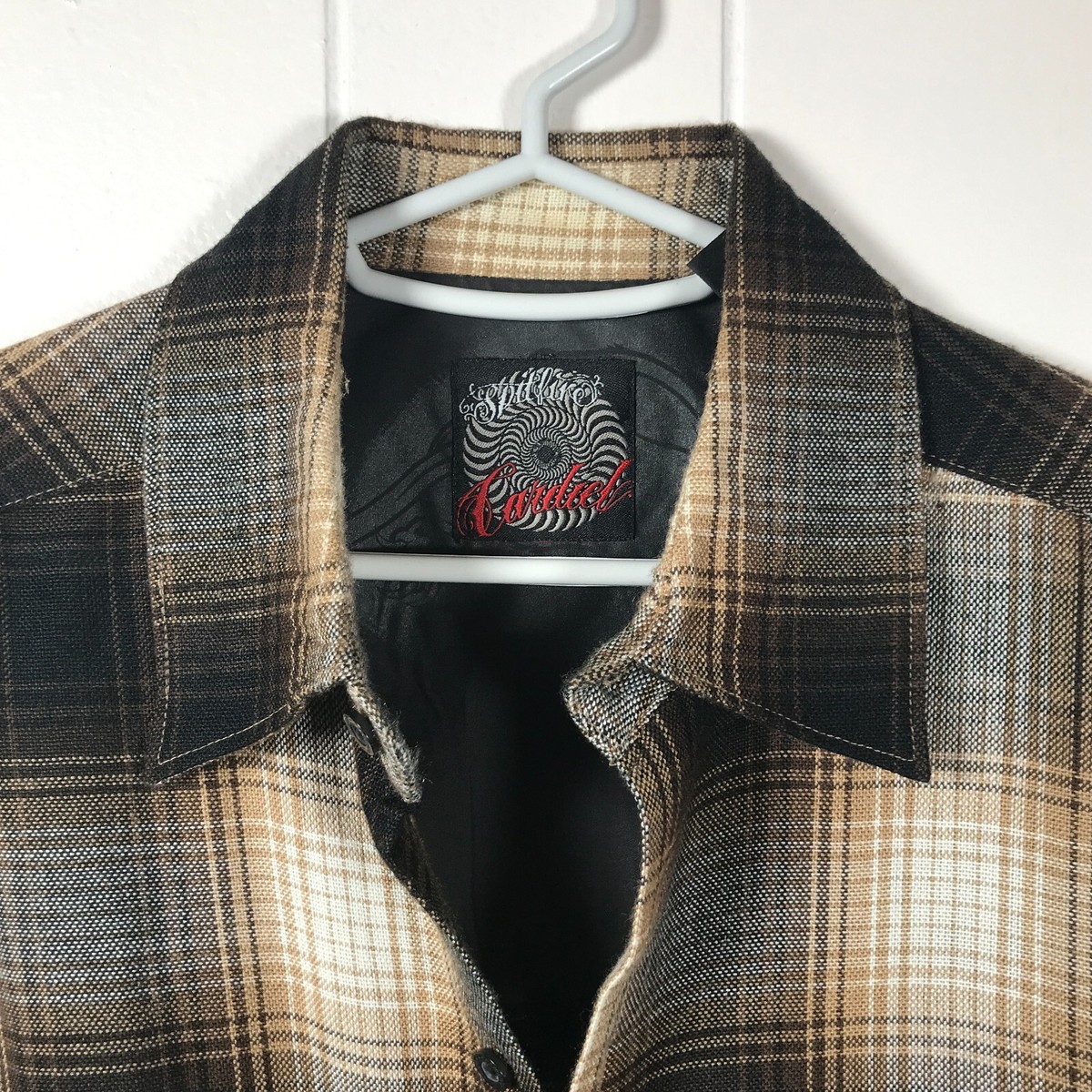スケートボード Vintage Spitfire John Cardiel model Vintage John Cardiel Spitfire Wheels Plaid Shirt M 90s Rare Anti