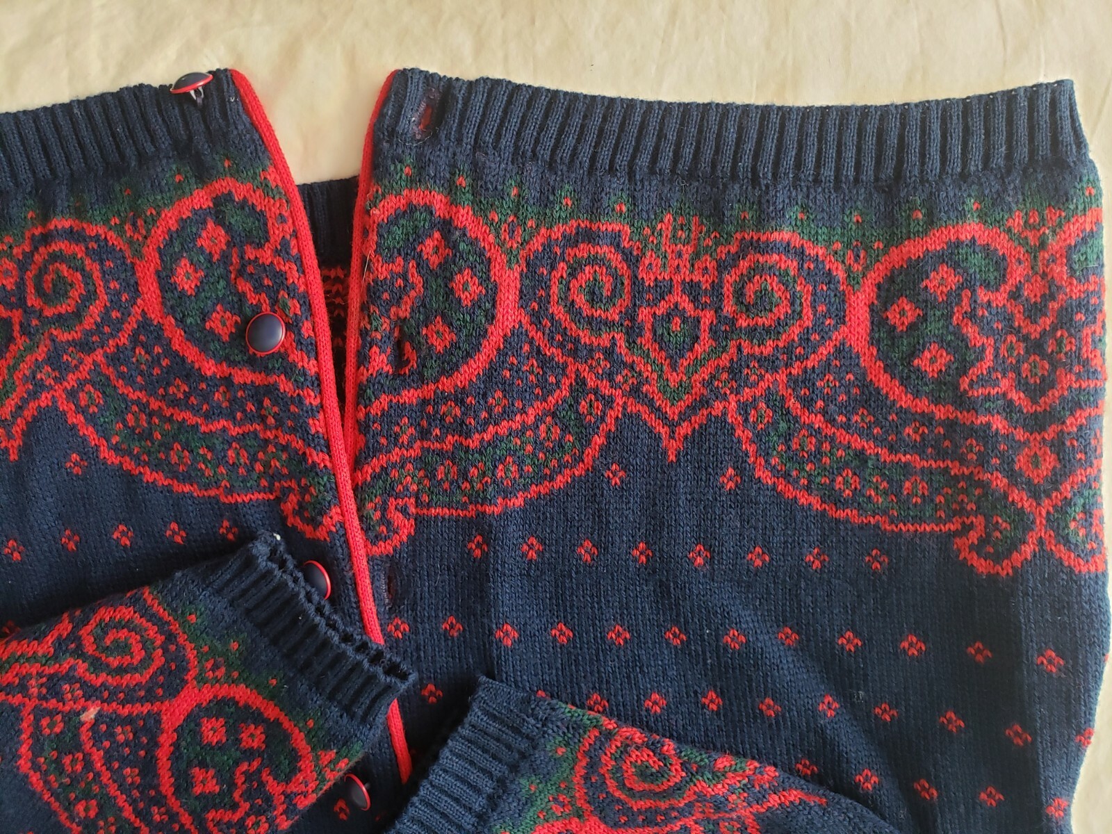 Vintage Pendleton Navy & Red Pattern Wool Cardiga… - image 4