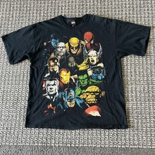 Vtg Y2K Marvel T Shirt Adult L Black Mad Engine Super Heroes X-men Wolverine Tee