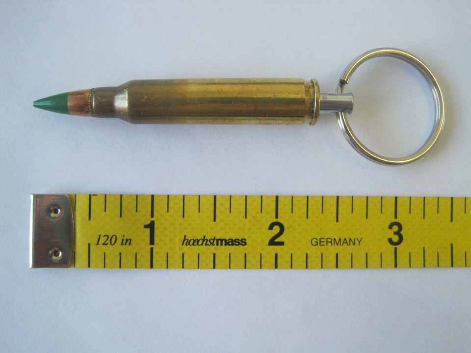 Replica .223 Remington (5.56mm) Brass Bullet Keychain With 62 Grain