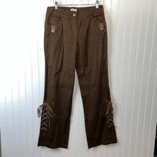 Together Lace Up Boot Cut Pants Women’s Size 6 Brown NWT Flap Pocket Cowgirl