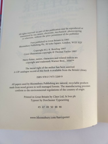 2 Harry Potter Philosopher's Stone Classic Edition Triple Smarties Award HC & PB - Picture 5 of 12