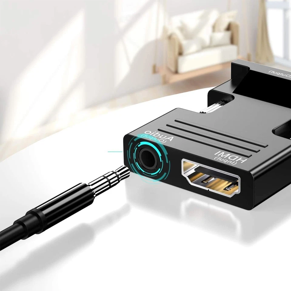 2 Stücke HDMI auf VGA HDMI VGA Adapter mit 3,5mm Klinkenstecker für PC Laptop TV - Bild 3 von 4