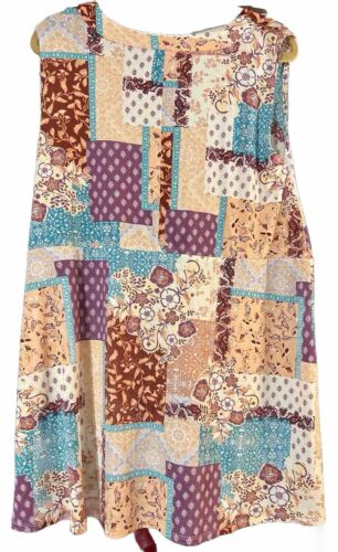 Cato EST. 1946 Sleeveless Tunic Multi Colored W/ Button/ Tie Front Sz. XL - Picture 2 of 7