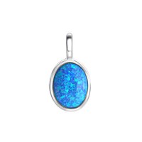 AnhäNger KettenanhäNger 925 Sterling Silber Rhodiniert Synthetischer Opal Blau V