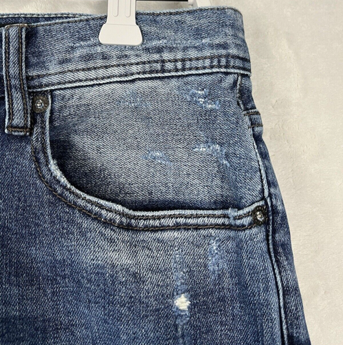 ARMANI EXCHANGE Men's Jeans 32 Blue Wash Slim Fit Destroyed Patchwork - Picture 13 of 17