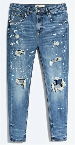 ZARA Men's 'Ripped Paint Splatter 