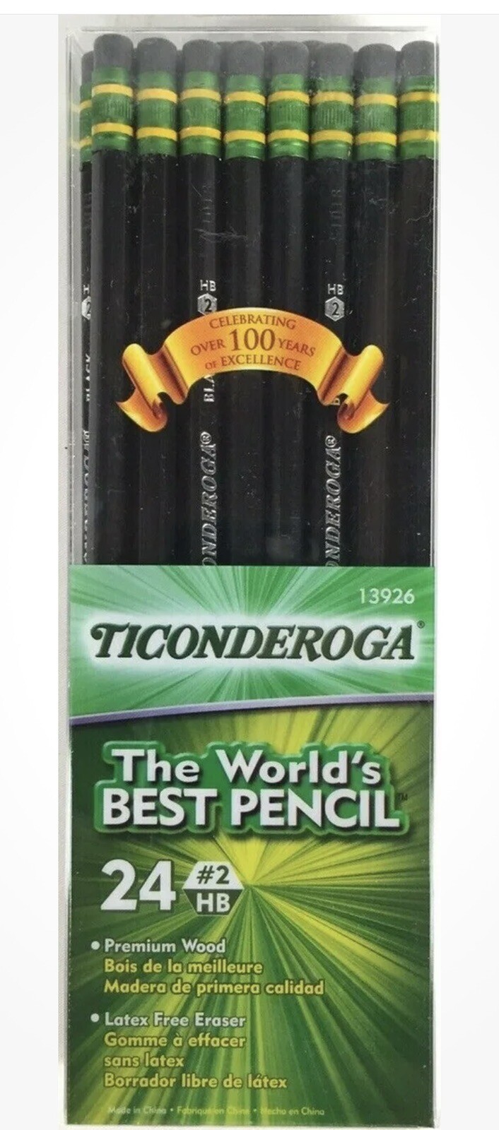 Ticonderoga #2 HB Soft Black Graphite Pencils 24-Pack Non-Toxic Wood-Cased-image