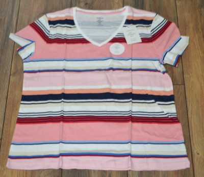 Croft & Barrow The Classic Tee V Neck Short Sleeve Top Striped