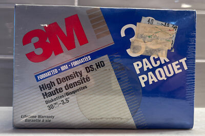 3M High Density DS, HD Diskettes 3.5  NEW SEALED 3 PACK