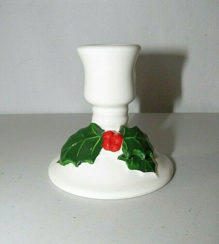 RETRO LILLIAN VERNON FESTLICHE WEISSE WEIHNACHTEN STECHPALME STEINGUT KERZENHALTER - Bild 4 von 10