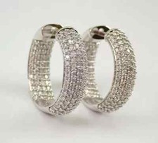 2.2Ct Round Pave Set Moissanite Women's Huggie Hoop Earrings 925 Sterling Silver