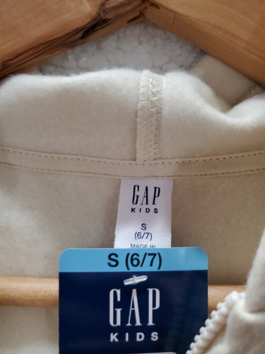 Gap Kids Size Small 6/7 Large 10/12 Birch Full Zip Spellout Fleece Hoodie - Picture 5 of 11