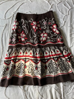 Vintage Neiman Marcus Exclusive Habotai Silk Sequin Accent Tiered Skirt Sz 4