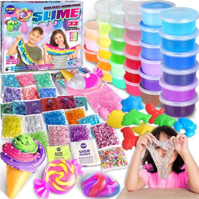 33 Cups Jumbo Slime Kit for Kids, FunKidz Premade Ultimate Slime Pack to  DIY