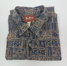 Pau Hana Hawaiian Button Shirt Tiki Geometric Tropical Aloha Men's Size 2XL
