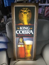Rare Vtg 1985 King Cobra Malt Liquor Lighted Sign 33.5” x 13.5" Anheuser Busch