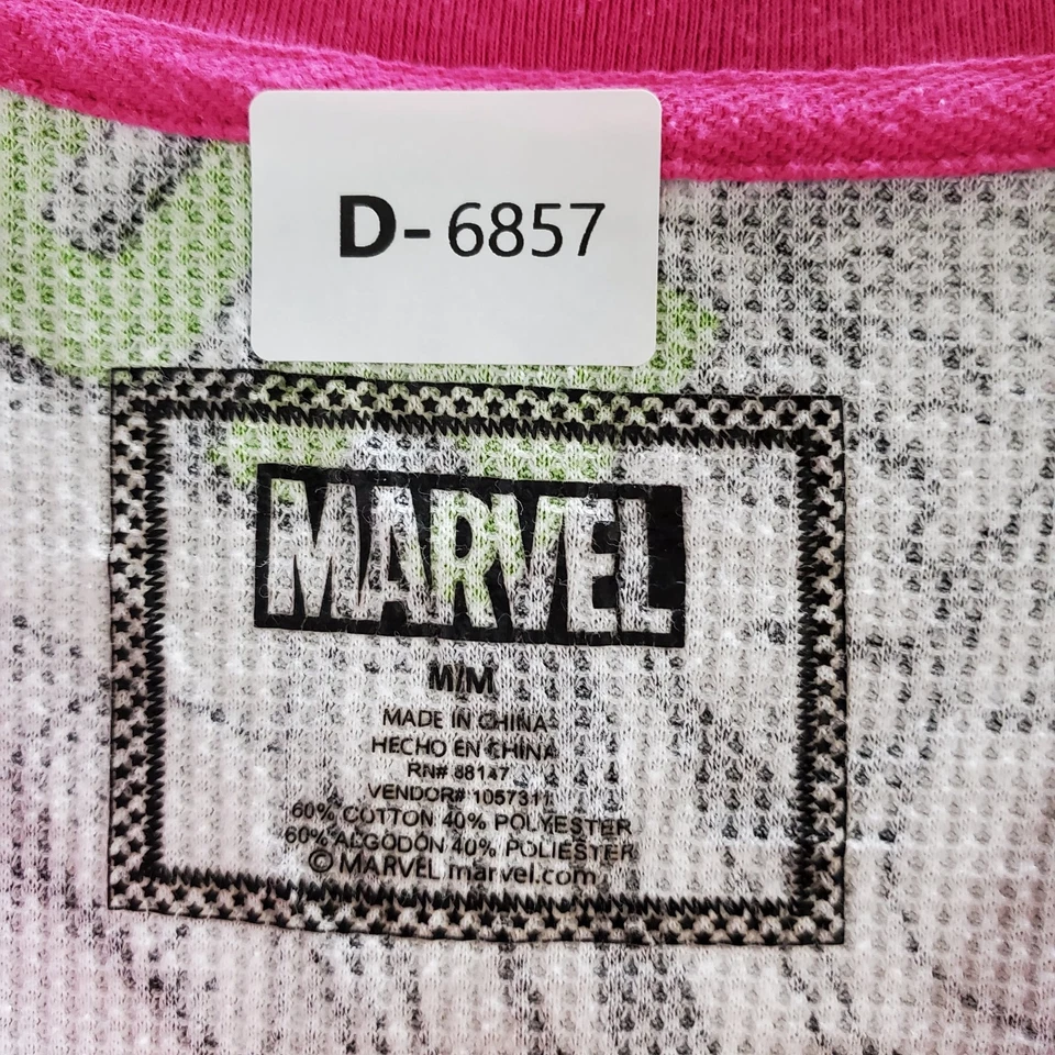 Marvel Mujeres Ropa de Dormir Mediana Camisa Blanca Tejido Gofre Superhéroe Cómic LEER Foto 2 de 4