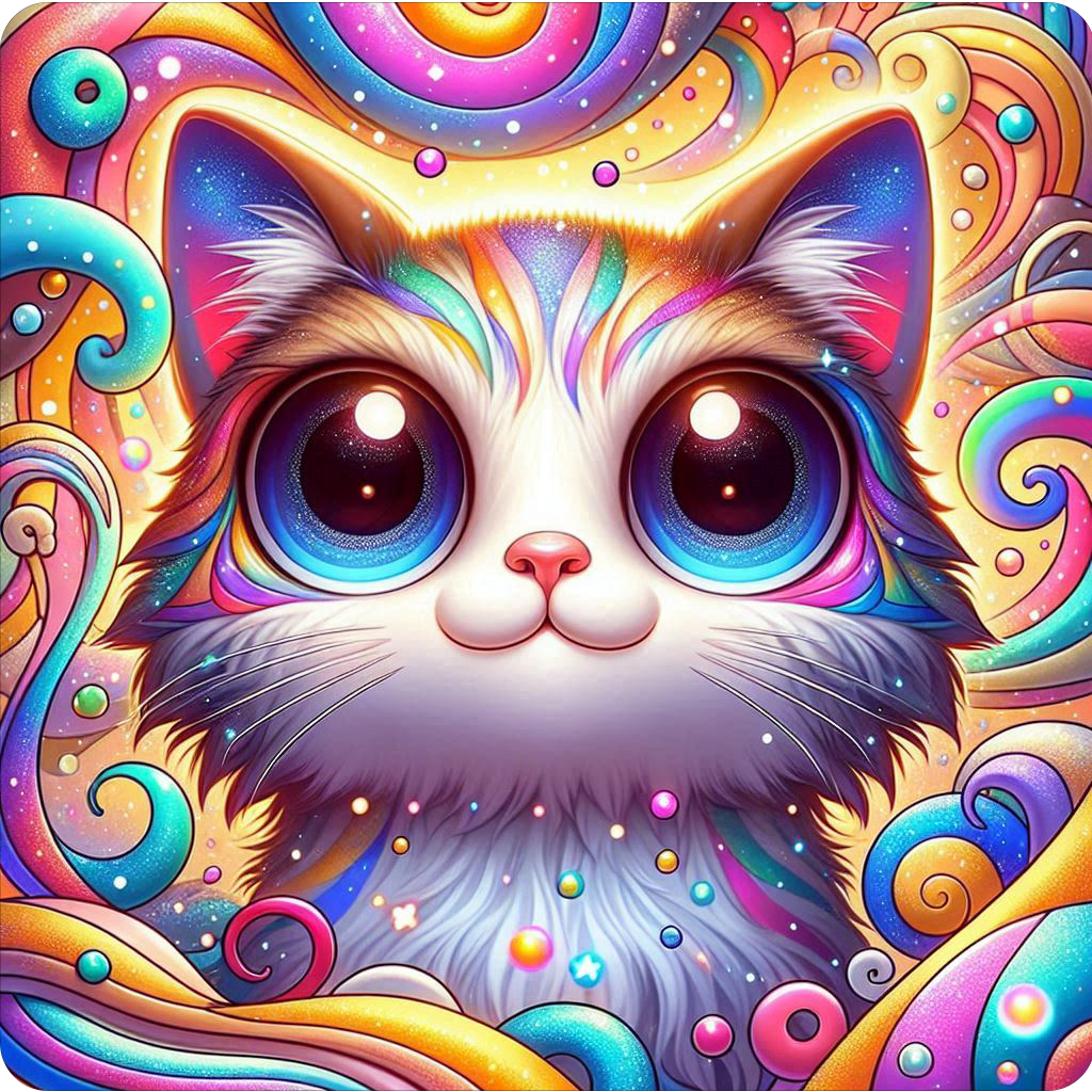 Psychedelic trippy cat 100% waterproof vinyl sticker decal - several sizes