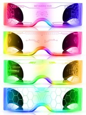 4 Pairs Visor Glasses Light up Futuristic Luminous Rave Glasses 7 Colors 4 Mo