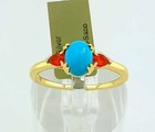 GENUINE 1.30 Cts TURQUOISE & PADPARADSCHA SAPPHIRE RING 14k GOLD PLATED (.925) — photo 3