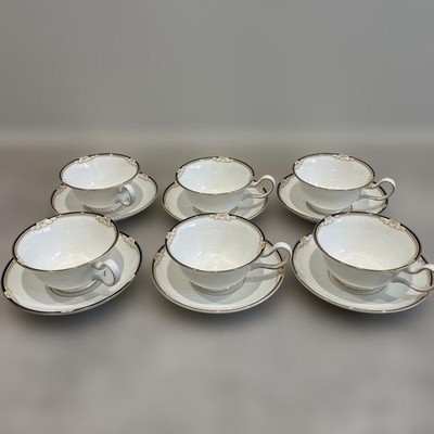 Wedgwood Cavendish Peony Cup Saucer 6 Set