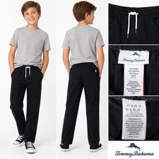 Tommy Bahama Boys Black Drawstring Pants Elastic Waist Stretch Size L 10-12