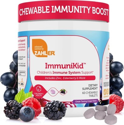 Zahler ImmuniKid, Children's Immune System Support, 60 Grape Chewable Tablets