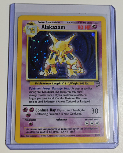 Pokémon TCG Alakazam Holo Rare Base Set 2 1/102 English 1999 80 HP Sugimori