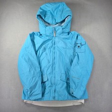 Columbia Omni-Tech Youth Blue Ski Jacket Hooded Size 7/8 Waterproof Winter Coat