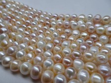 15 3/4" Strand Natural Freshwater Pearls 6-7mm Long Potato Peach SD 56 DNG