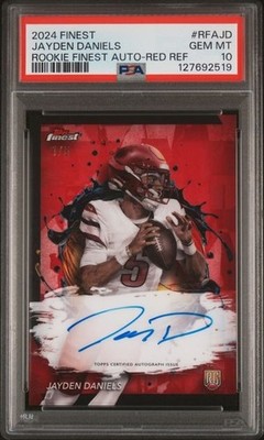 JAYDEN DANIELS ROOKIE PSA 10 AUTO RED /5 2024 Topps Finest Auto
