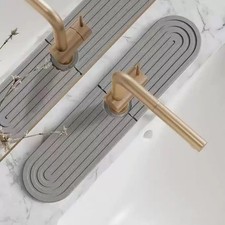 Diatomaceous Earth Kitchen Sink Faucet Mat, Light Gray