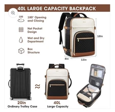 Large Carry On Travel Backpack: Flight Approved 40L