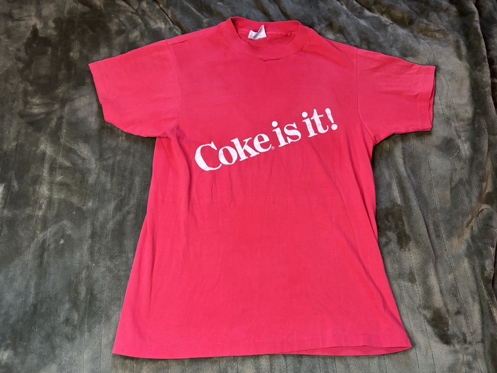 Vintage Coke Shirt Mens Medium Red Coca Cola Soda Pop Drink Brand Promo 80s