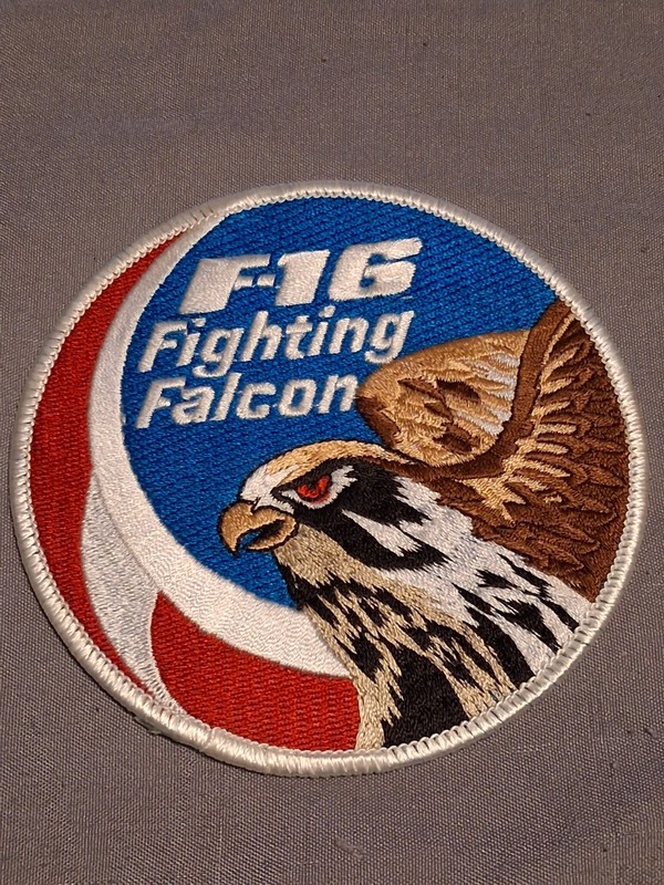 VINTAGE MILITARY F-1 6 SWIRL FIGHTING FALCON DENMARK IRON ON PATCH 