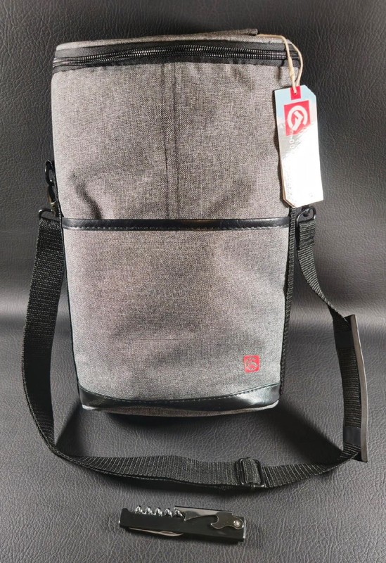 AllCamp WINE BOTTLE TOTE Insulated Carrier Cooler Gray - Holds 2 Bottles