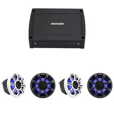 Kicker Premium Marine 2 Pair 6.5" Speaker and Amplifier bundle 51MSC65 ...