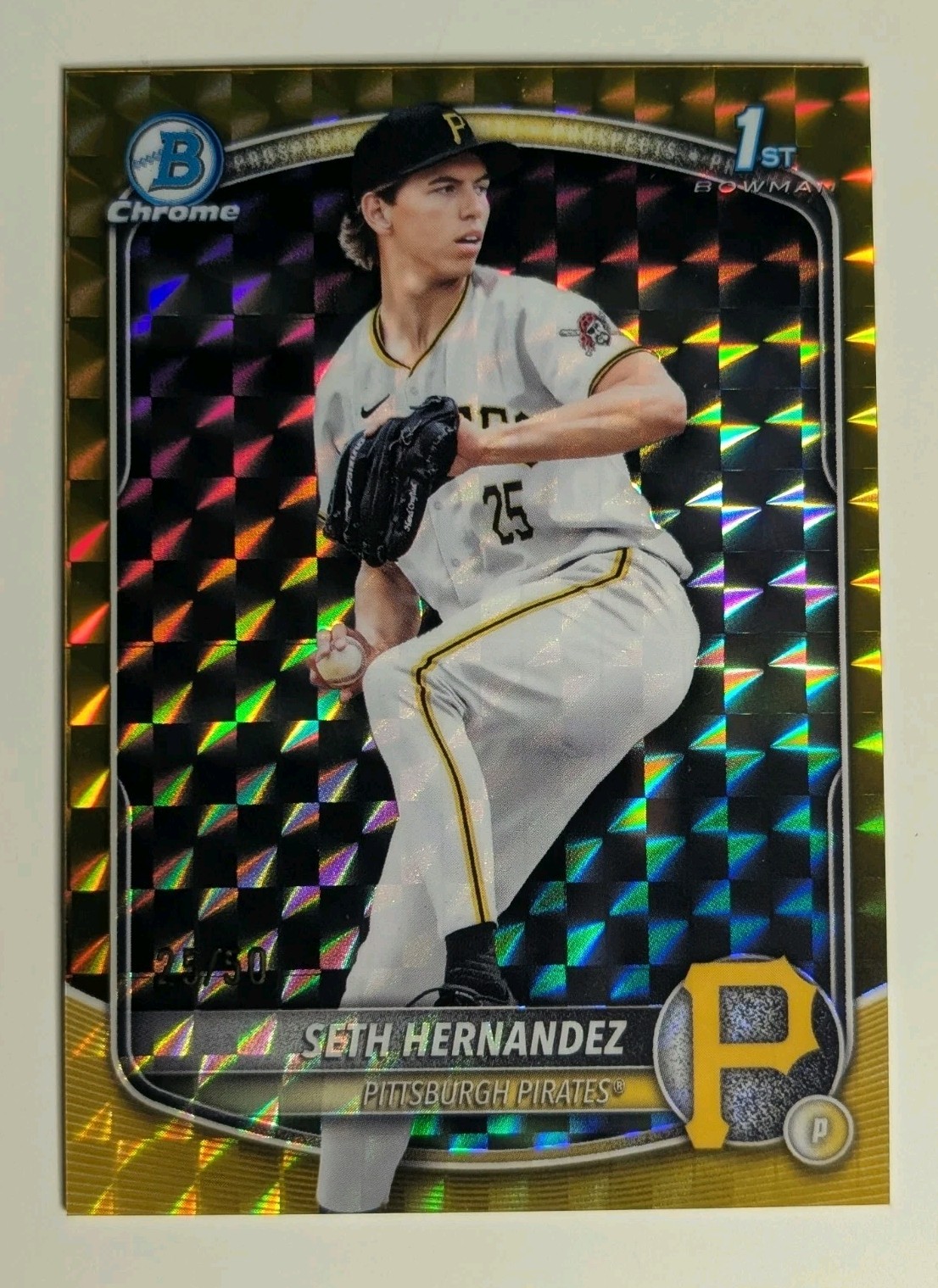 Seth Hernandez 2025 Bowman Draft Chrome 1st Gold Geometric 25/50 Jersey #