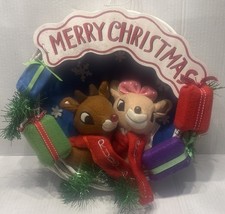 Rudolph  Clarice Reindeer Merry Christmas Wreath Dan Dee Collectors Choice 12  