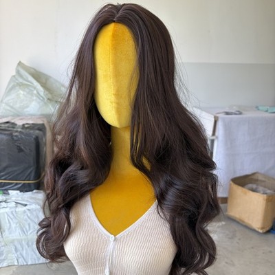 Dress Up Wig Long Wavy Layered Women Dark brown Synthetic Hair Heat Resistant