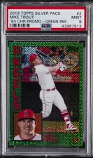 2019 TOPPS SILVER PACK 1984 CHROME PROMO GREEN REFRACTOR MIKE TROUT #/99 PSA 9