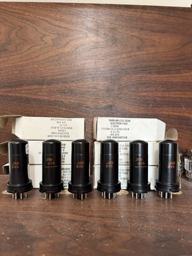 NOS MATCHED PAIR - 1975 RCA JAN 6V6 VINTAGE MILITARY AUDIO TUBES 6V6 METAL