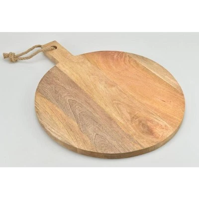BURI Servierbrettchen Tablett Rund Holz Griff Schneiden Küchen Kochen Speisen - Bild 1 von 2