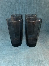 Set Of 4 LIBBEY Facets Blue 6”