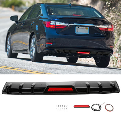 Glossy Black Rear Bumper Diffuser w/LED Brake Light For Lexus ES350 ES300h ES250