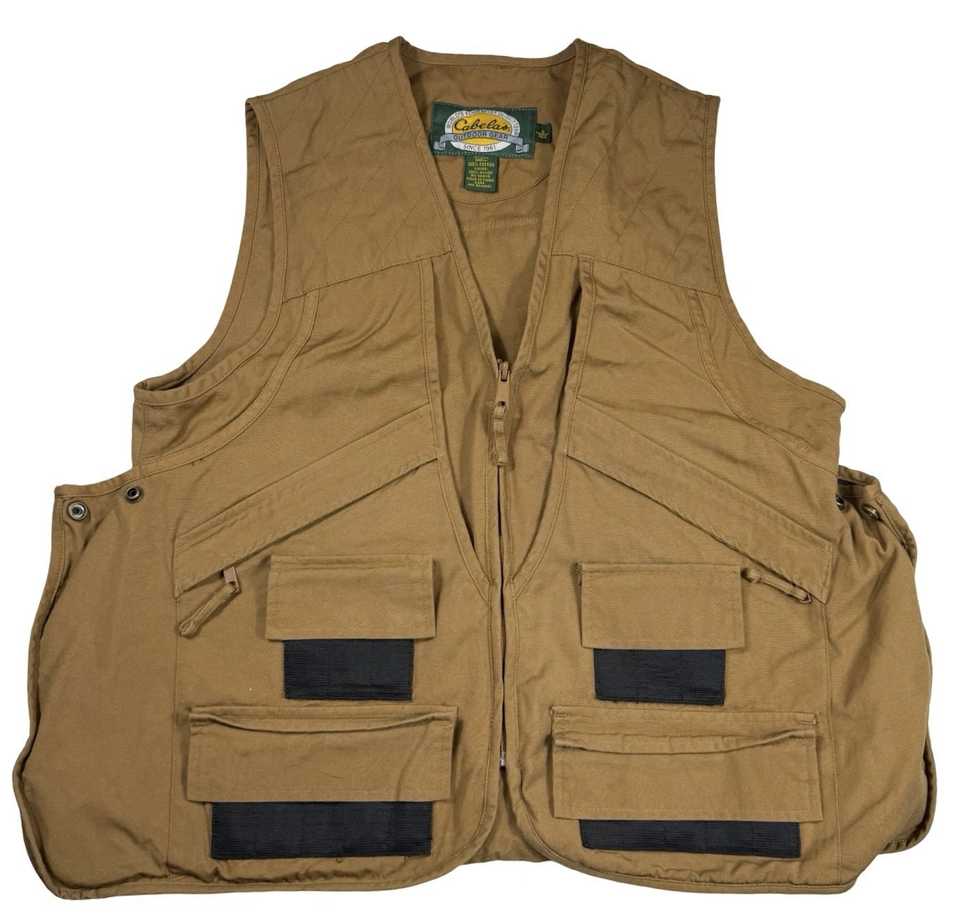 Cabela’s Vintage Hunting Fishing Vest Tan Cotton Utility Small