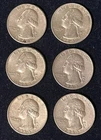 1964 Silver Washington Quarters, Circulated (Quantity Of 6)