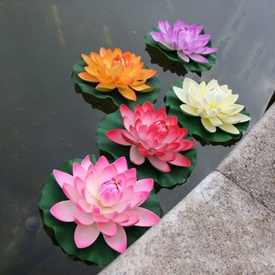 Lotus Blume Wasser Zuhause Aquarium Groß Lilly Pads Pool Realistisch Teich