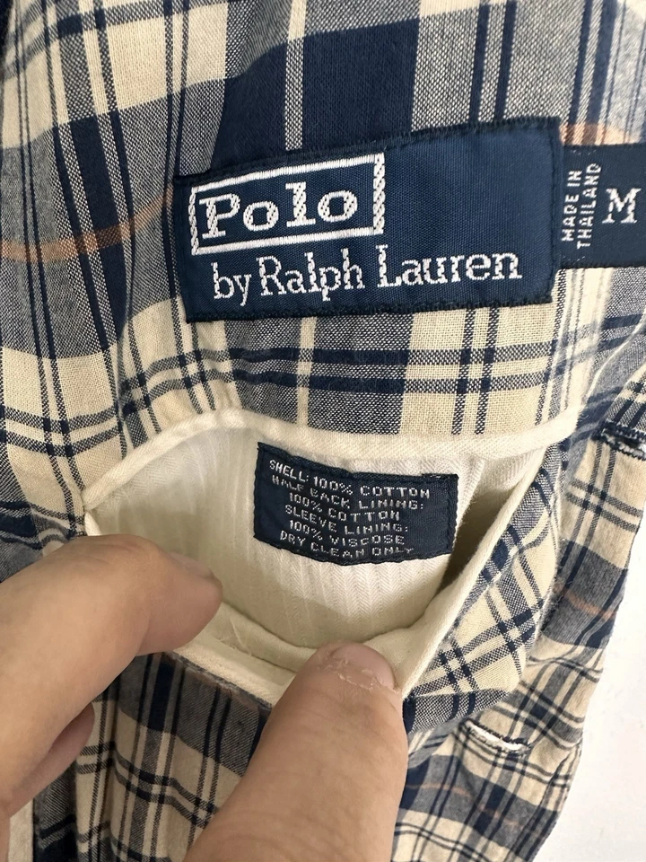 Abrigo deportivo a cuadros vintage Polo Ralph Lauren para hombre Blazer chaqueta talla mediana Foto 4 de 4